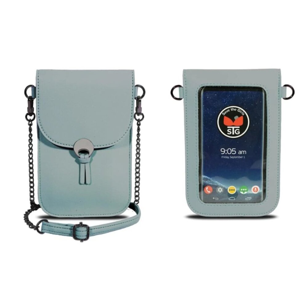 Save the Girls Touchscreen Crossbody Phone Purse "Colorado" Arctic Blue w/ strap